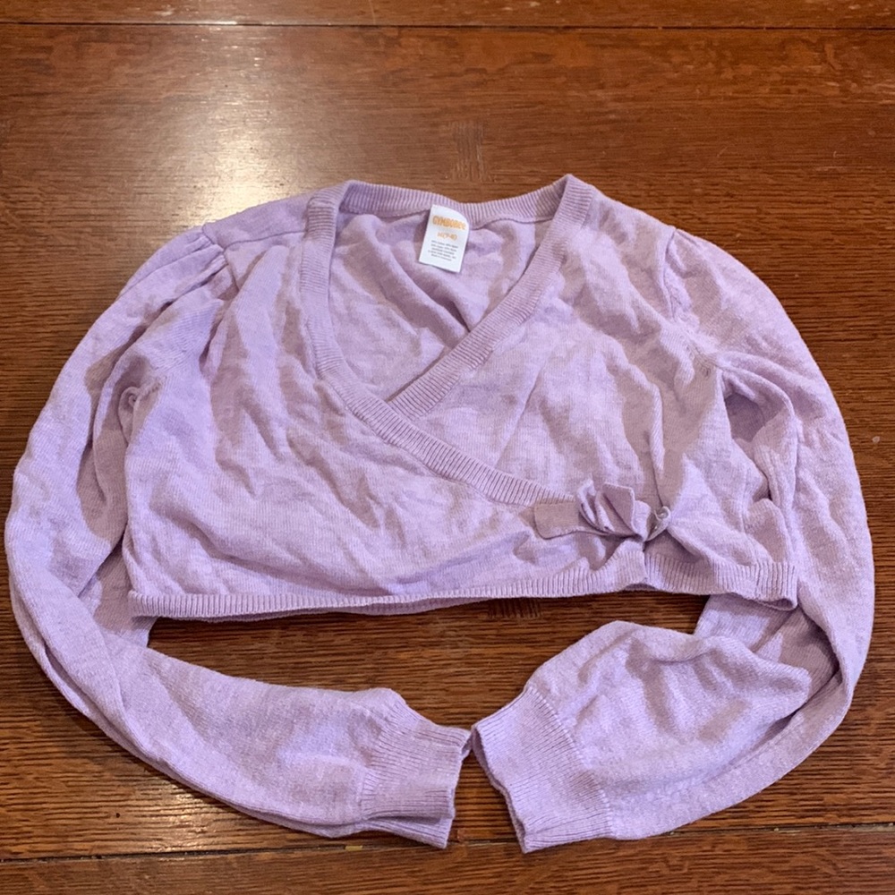 Purple ballet cropped sweater.  Size M(7-8).
